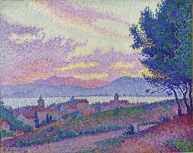 Поль синьяк фото Файл:Signac - Vue de Saint-Tropez, coucher de soleil au bois de pins, 1896, M094