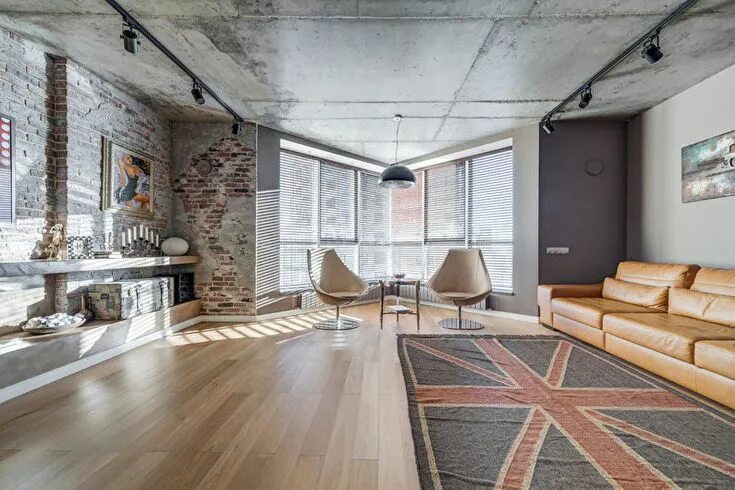 Пол в квартире в стиле лофт idees-conception-decoration-salon-style-loft-5 Loft style living room, Loft styl