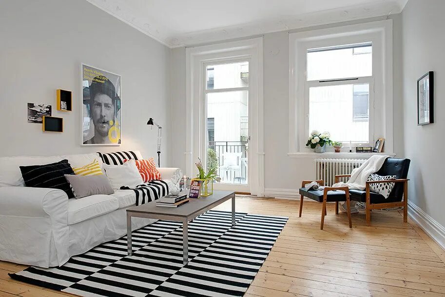 Пол в скандинавском стиле интерьера Hip and Fresh Apartment in Gothenburg Apartment decor, Living room scandinavian,