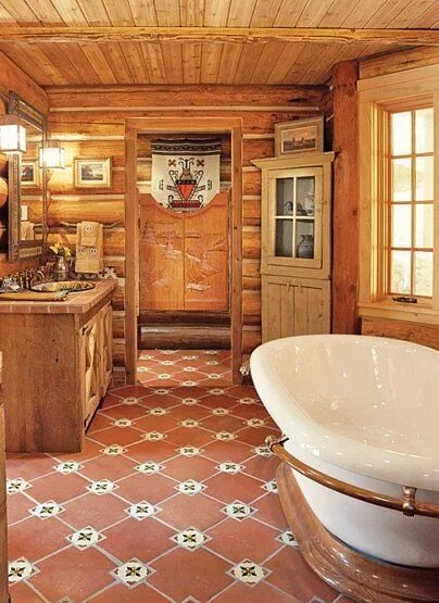 Пол ванной в деревянном доме варианты Pin by Alla * on Log cabin / Rustic Luxury bathroom tiles, Traditional bathroom 