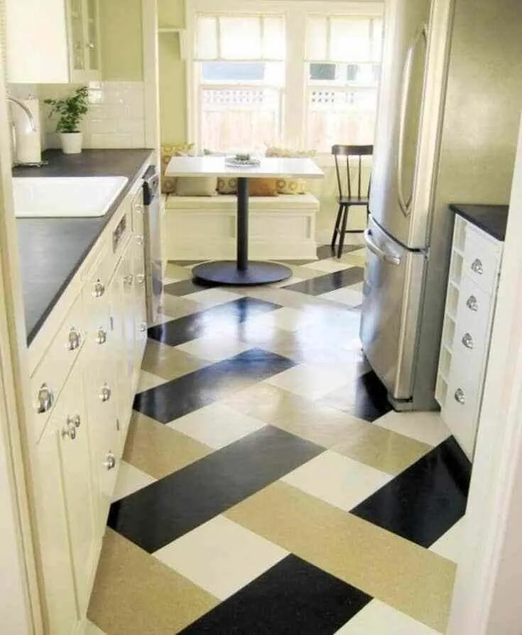 Пола в кухне и прихожей фото Linoleum Kitchen Flooring Linoleum kitchen floors, Flooring inspiration, Kitchen