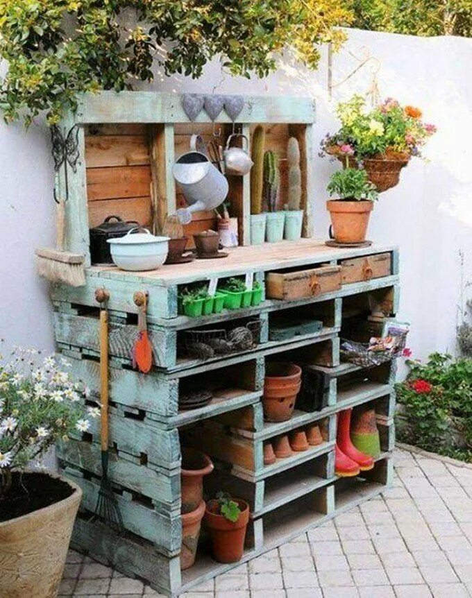 Полезное для дачи своими руками Over 60 of the BEST DIY Pallet Ideas Diy garden table, Pallet potting bench, Pal