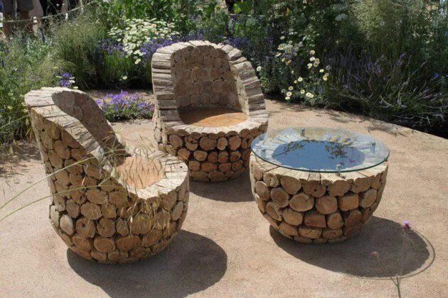 Полезные поделки своими руками для дачи 36 Amazing DIY Log Ideas Rustic outdoor furniture, Backyard furniture, Pallet fu