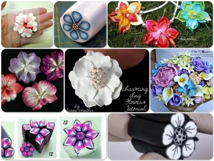 Полимерная глина мастер класс фото Polymer Clay Flower Tutorials from Around the Web Polymer clay flowers, Polymer 