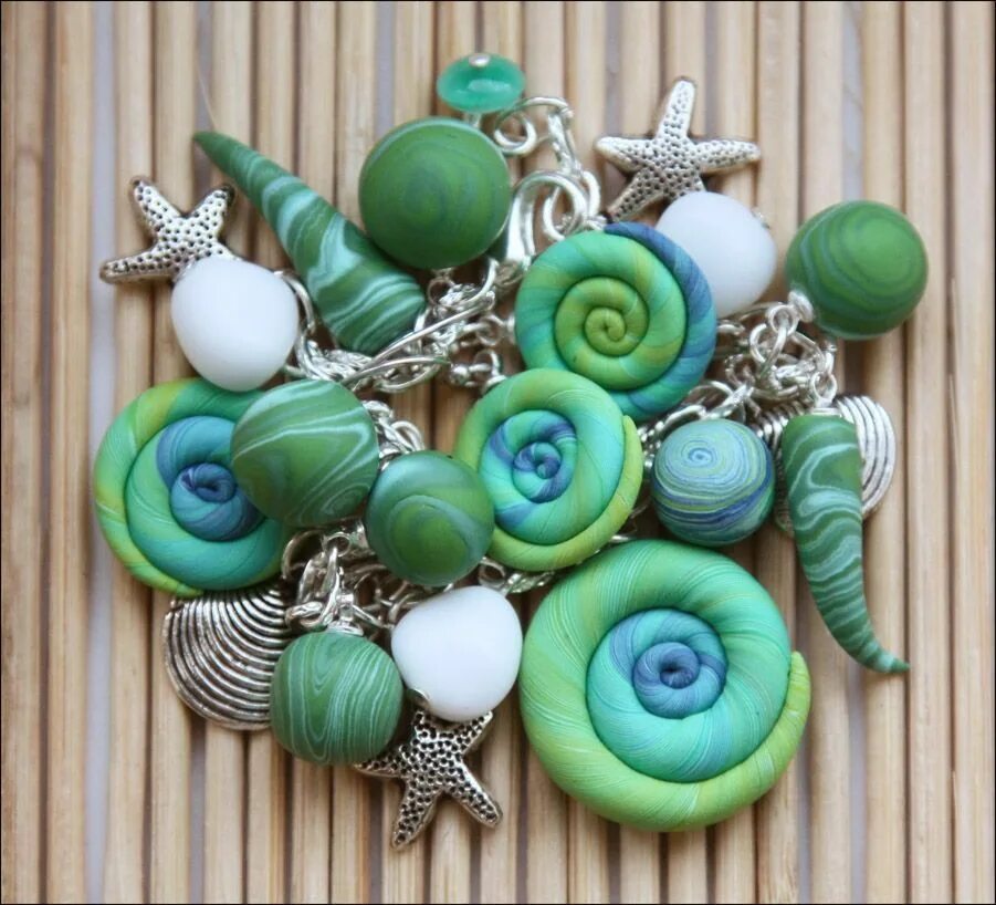 Полимерная глина своими руками в домашних условиях Polymer clay bracelet. Handmade polymer clay beads. #polymer #clay #techniques #