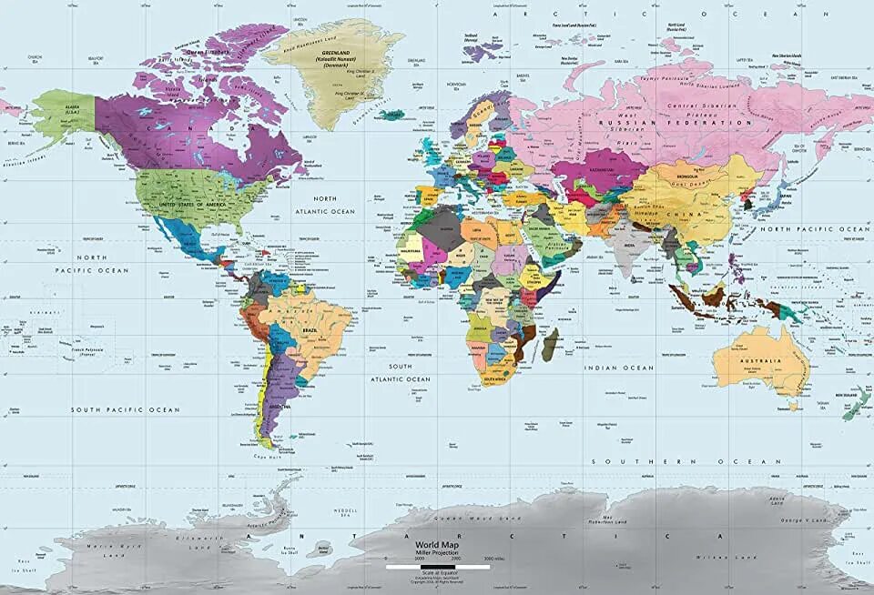 Политическая карта мира фото Amazon.com: World Map Decals For Wall