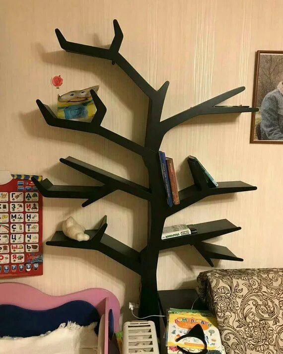 Полка дерево на стену фото Tree Bookshelf Interior Furniture Bookshelf Toy Shelf Eco - Etsy Tree bookshelf,