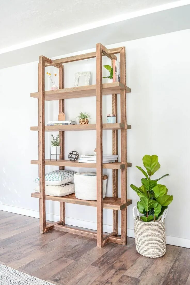 Полка деревянная напольная своими руками фото How to build a DIY geometric bookshelf #bookshelfwoodworkingplans Mobiliário art