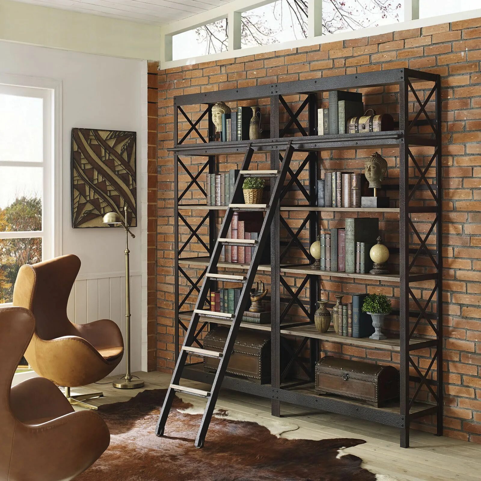 Полка для книг в стиле лофт Head Wood Bookshelf Brown Wood bookshelves, Wood shelving units, Wood shelves