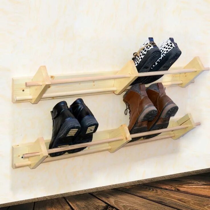 Полка для обуви деревянная своими руками фото Wall Mounted wooden Shoe Rack Floating shoe organizer Wall shoe rack, Wall mount