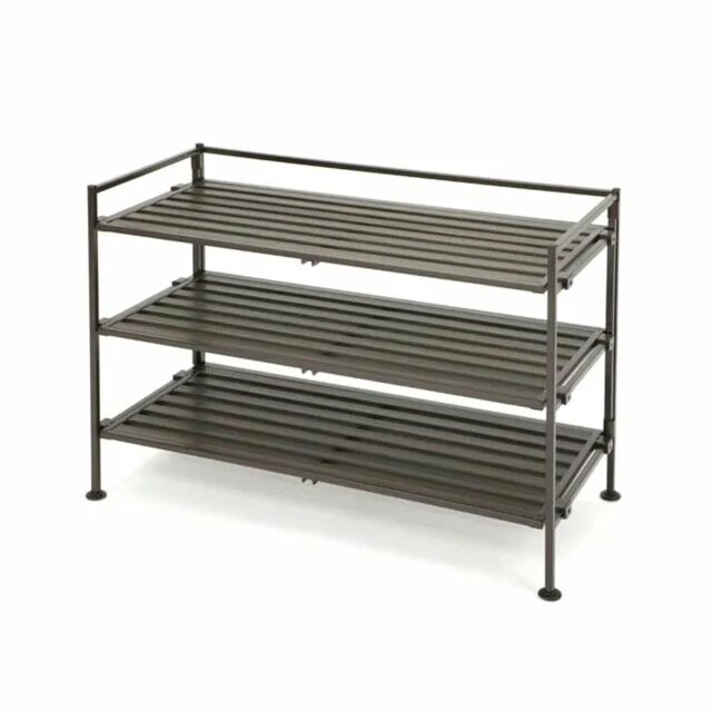 Полка для обуви металлическая фото Seville Classics SHE15893 3-Tier Utility Shoe Rack - Espresso for sale online eB