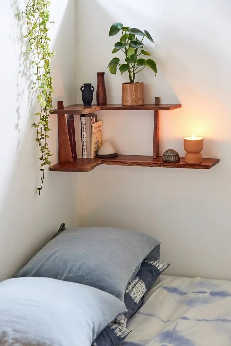 Полка на стену в спальне фото Nolan 2-Tier Corner Wall Shelf Urban Outfitters Bedroom interior, Room inspirati