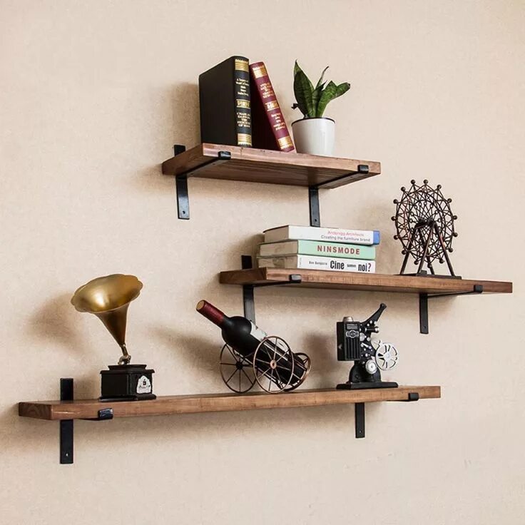 Полка на стену в стиле лофт تسوق Generic Loft Retro Industrial DIY Wall Shelves Support Single Square Iron S