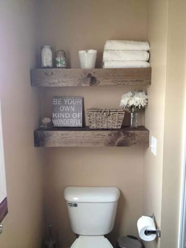 Полка над туалетом фото 31 Amazingly DIY Small Bathroom Storage Hacks Help You Store More Zwevende plank