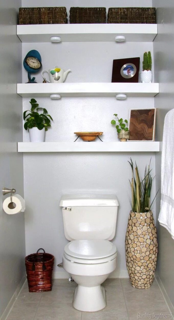 Полка над туалетом фото How to Build DIY Floating Shelves Reality Day Dream Shelves above toilet, Toilet