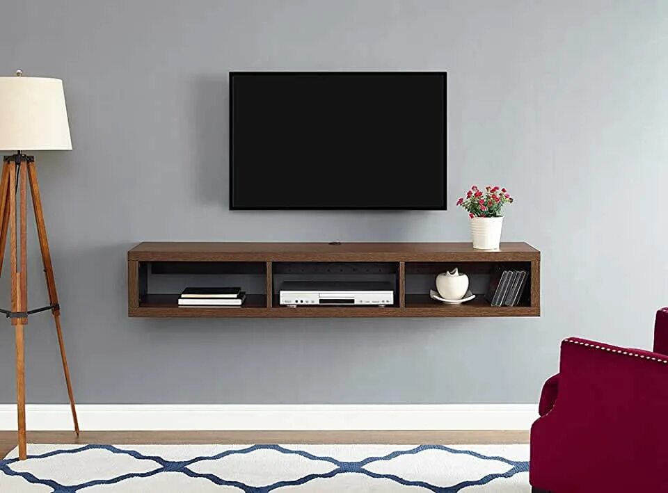 Полка под подвесным телевизором фото Amazon.com: Modern Wall TV Shelves