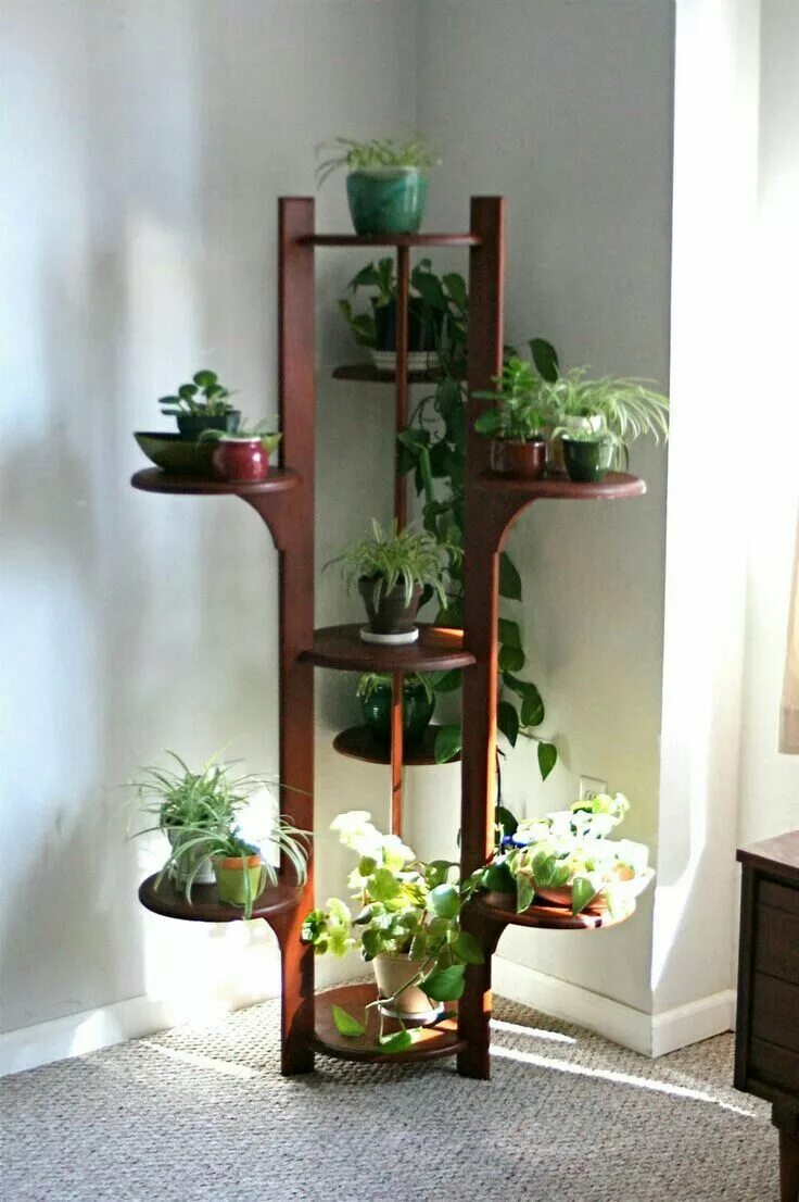 Полка под цветы напольная деревянная фото Pin on plant stands & pot ideas House plants decor, Plant decor, Plant stand ind