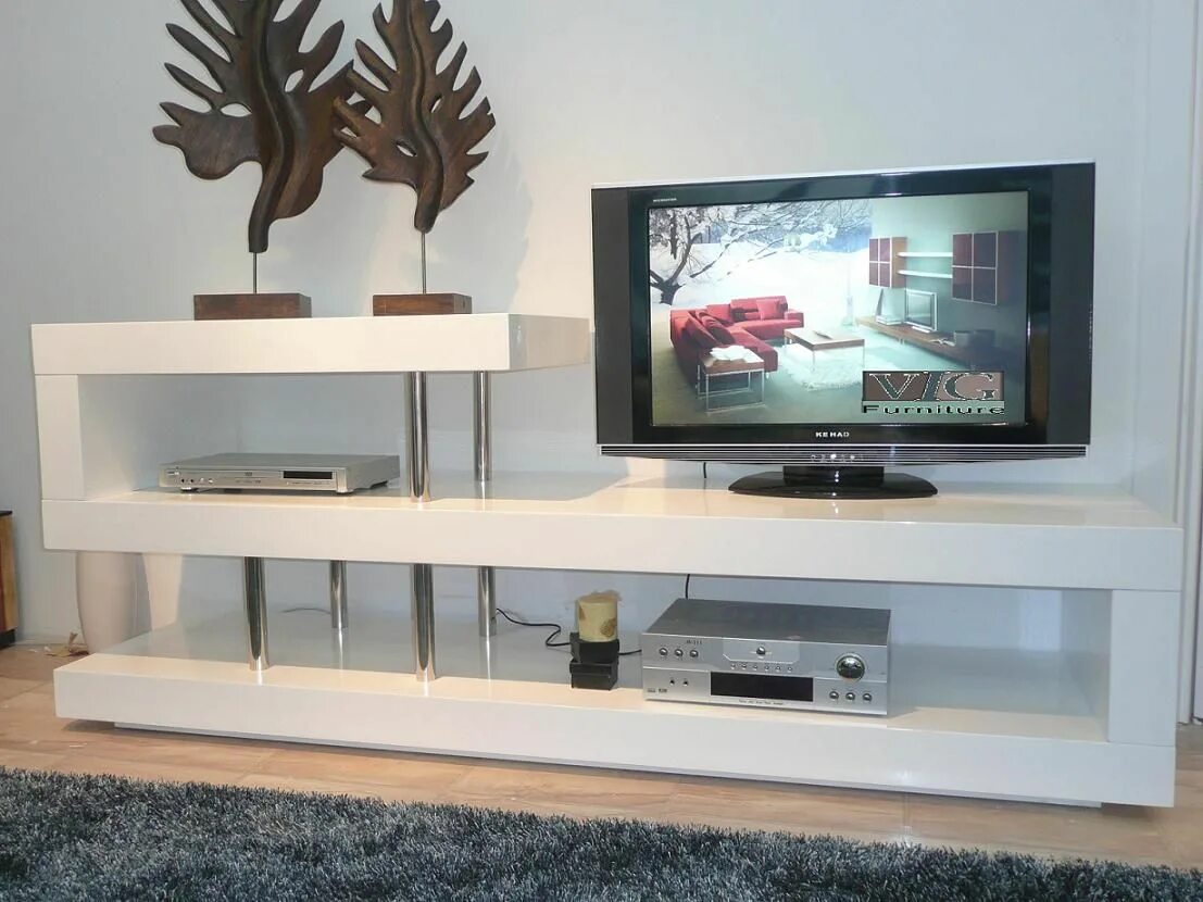 Полка под телевизор фото Modern white lacquer TV stand Contemporary tv stands, Tv stand furniture, Tv sta