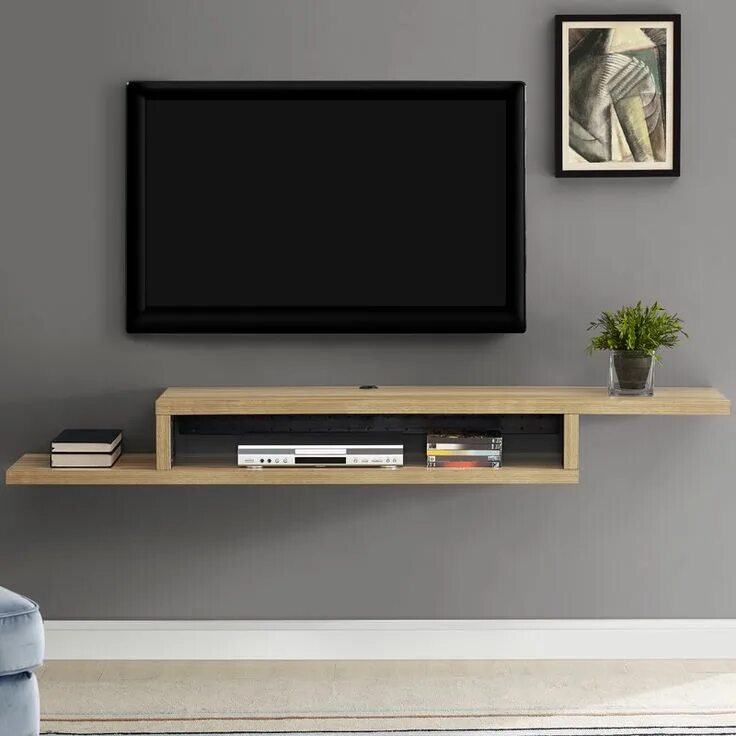 Полка под телевизор фото Ascend 72" Asymmetrical Wall Mounted TV Component Shelf Living room tv, Living r