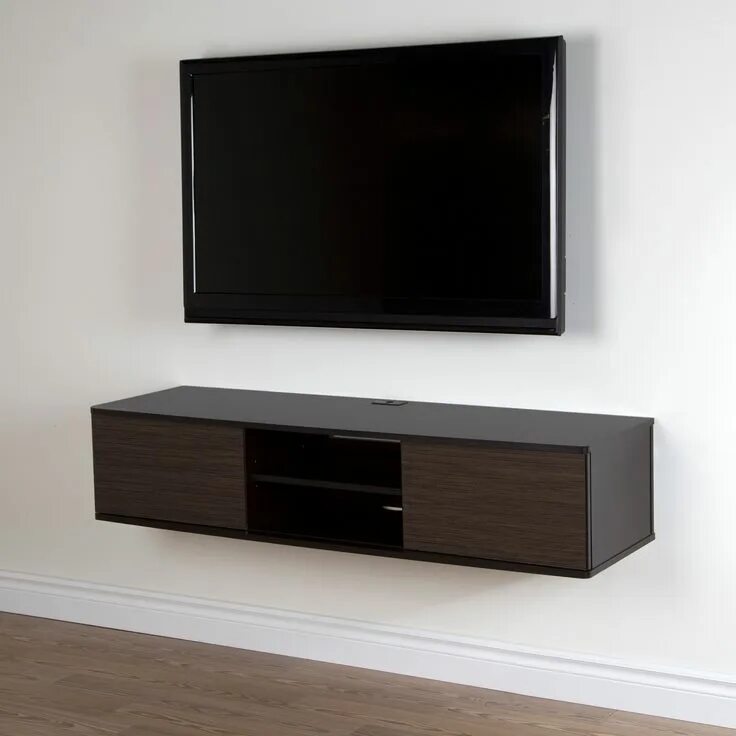 Полка под телевизор на стену фото Chocolate/Zebrano Media Console (56 Inch) - Agora RC Willey Wall mounted media c