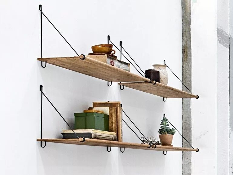 Полка самоделка Wall-mounted modular bamboo bookcase LOOP SHELF by We Do Wood design Sebastian J