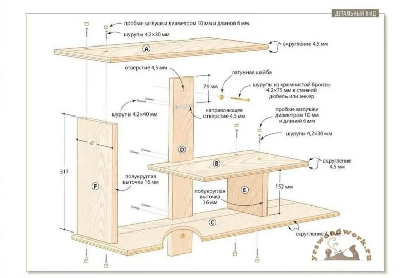 Полка своими руками схема Чертеж полки HeatProf.ru