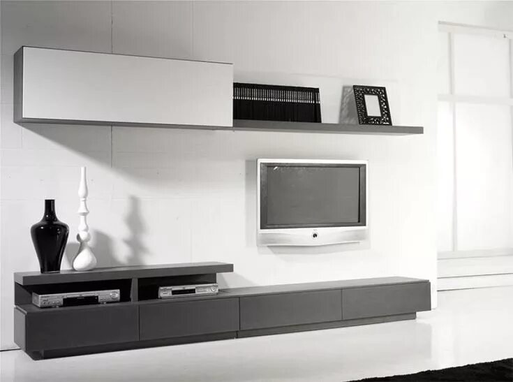 Полка в гостиную в современном стиле фото TV storage wall in white gloss open shelving - Google Search (With images) Tv st