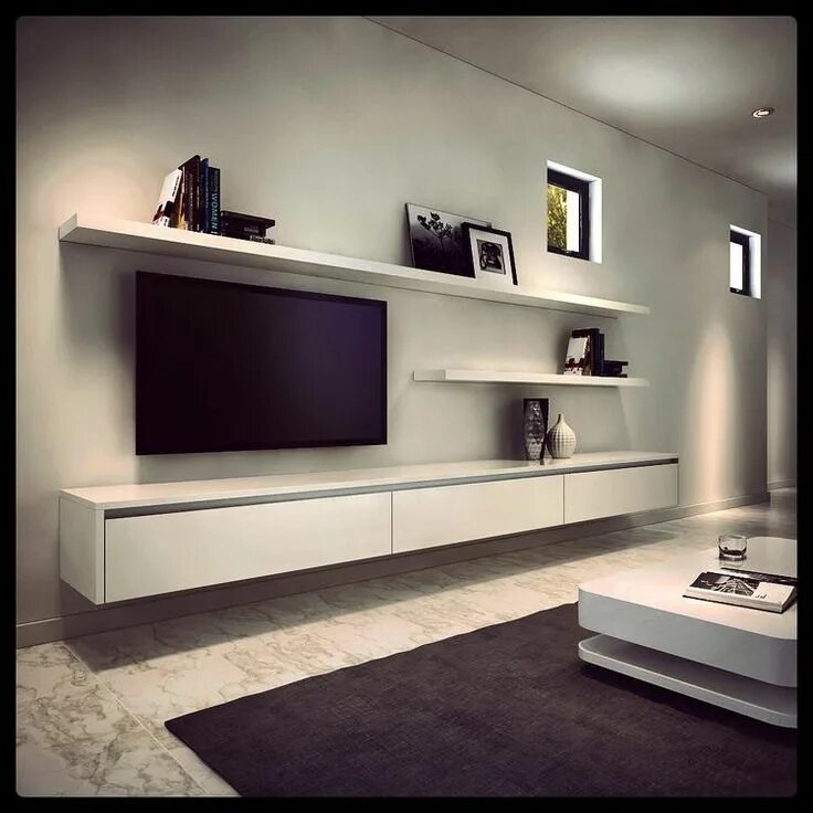 Полка в гостиную в современном стиле фото Pin on Wall units Built in tv cabinet, Trendy living rooms, Living room tv wall