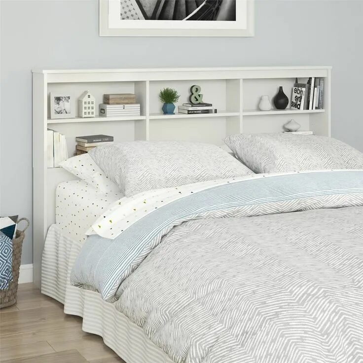 Полка в изголовье кровати фото Grantville Headboard Headboard storage, Bookcase headboard, Headboard with shelv