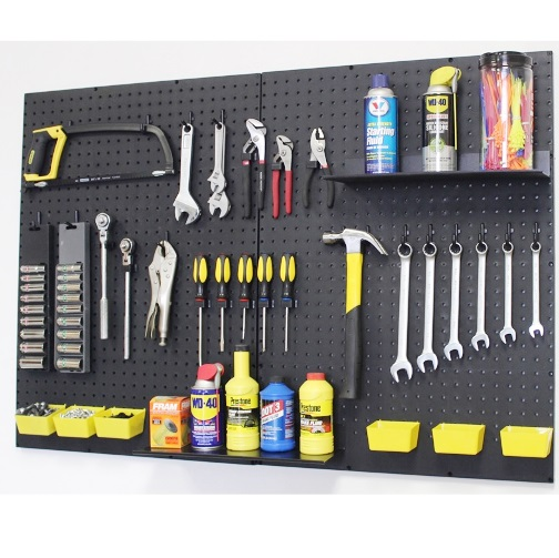 Полки для инструмента фото WallPeg 32"x 48" Wide Pegboard Kit ...includes shelves and bins in 2020 Metal pe