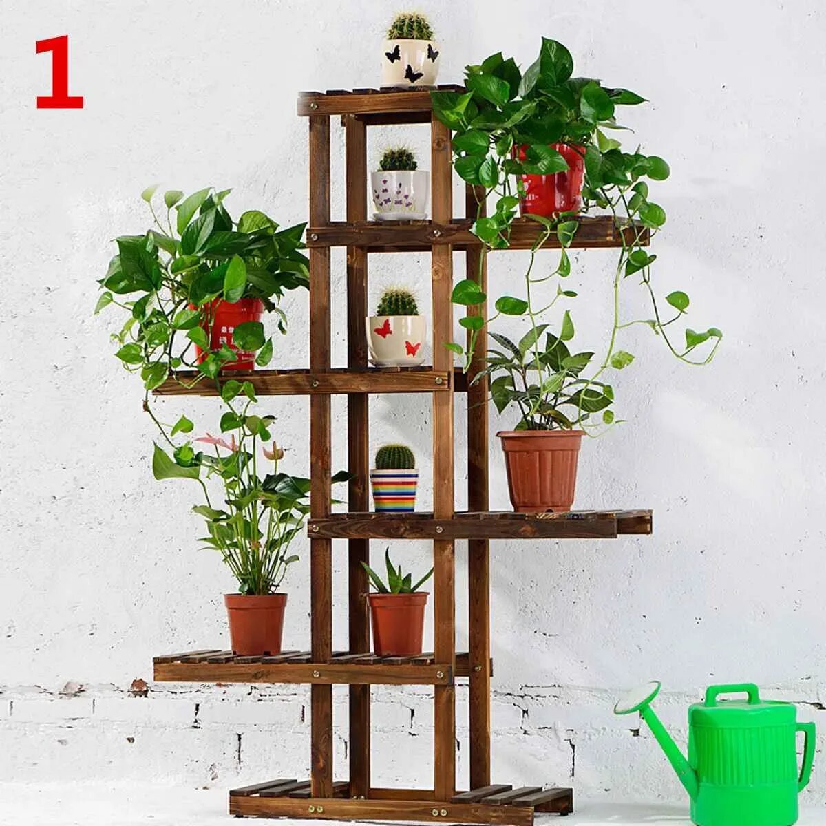 Полки для цветов напольные деревянные фото Wooden Plant Flower Shelf Stand Indoor Outdoor Garden Flower Planter Rack Nurser