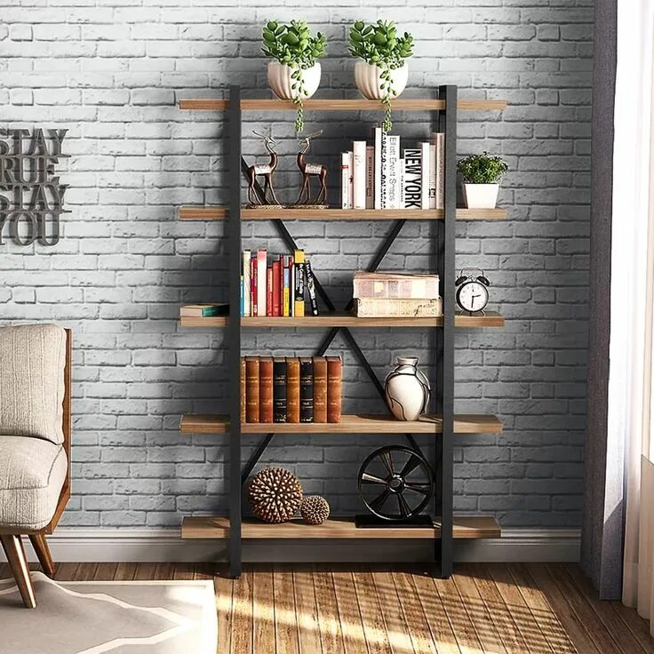 Полки и стеллажи в стиле лофт Gracie Oaks Schlemmer Etagere Bookcase & Reviews Wayfair Living room shelves, Et