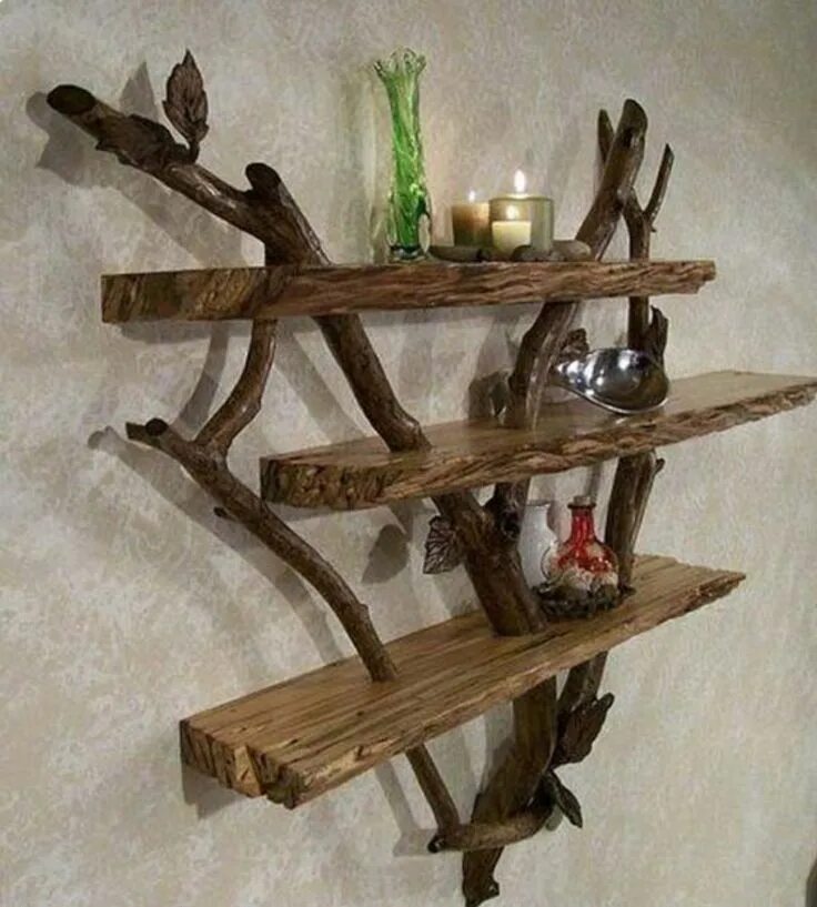 Полки из дерева своими руками фото Pin on Эко стиль Diy rustic decor, Driftwood decor, Driftwood furniture