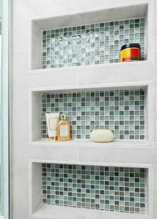 Полки из плитки фото Bathroom shelf Bathroom remodel designs, Shower shelves, Small bathroom remodel 