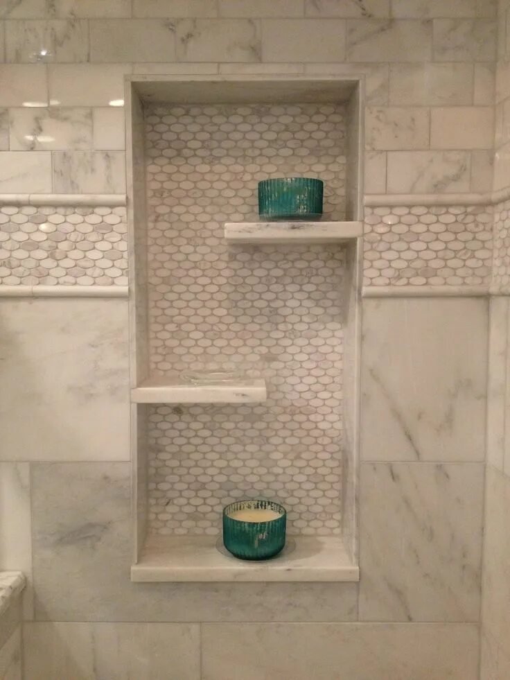 Полки из плитки фото Viva La Hosta: Beautiful Bathroom Bathroom remodel shower, Bathroom remodel desi