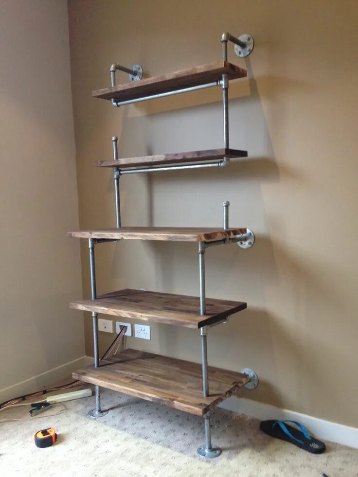 Полки из труб своими руками фото Pin on Galvanise Diy pipe shelves, Pipe furniture, Pipe bookshelf