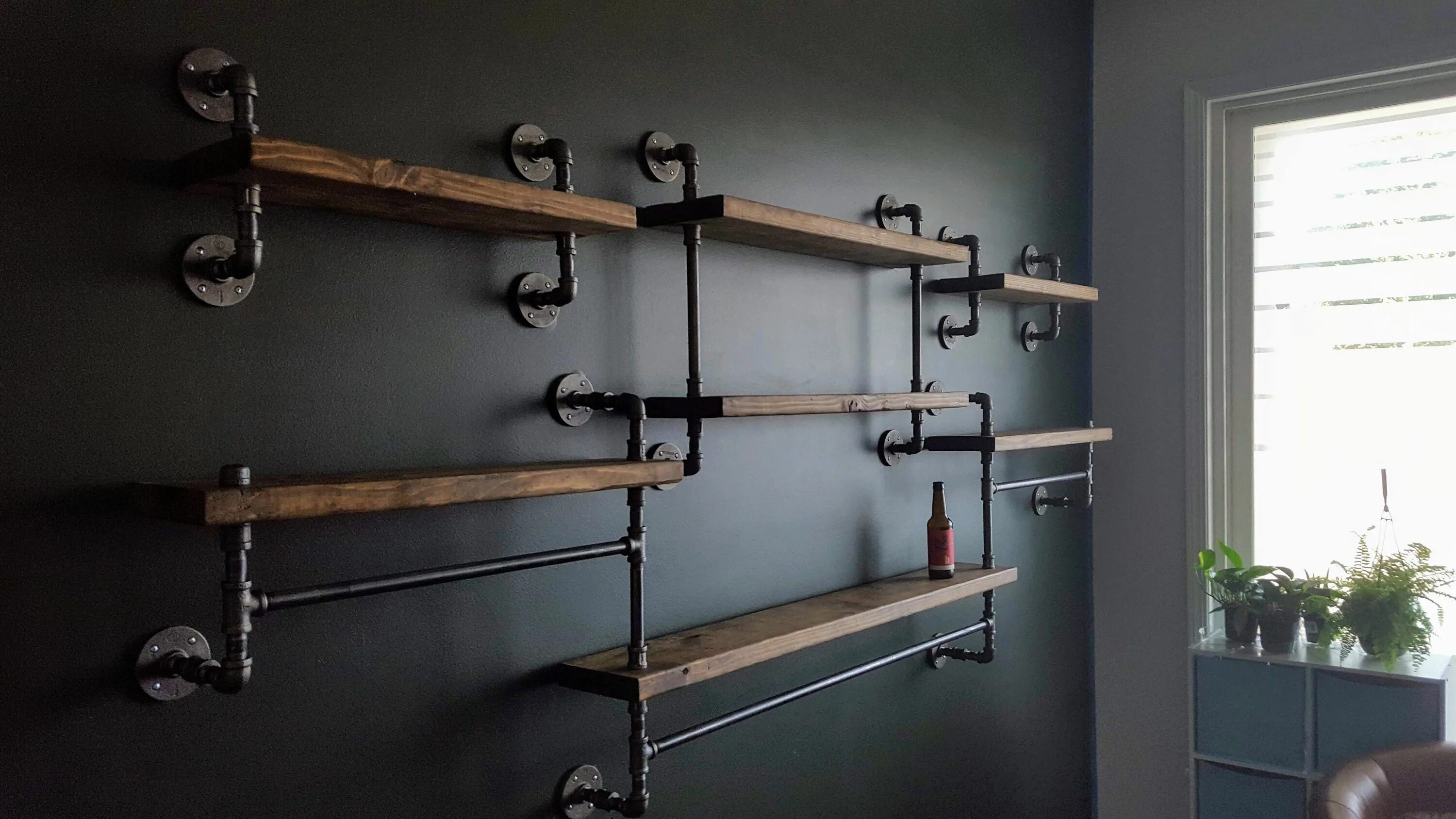 Полки из трубы в лофт стиле Retail Display Shelving Unit Wall Shelving Unit Opening - Etsy Rustic wall shelv