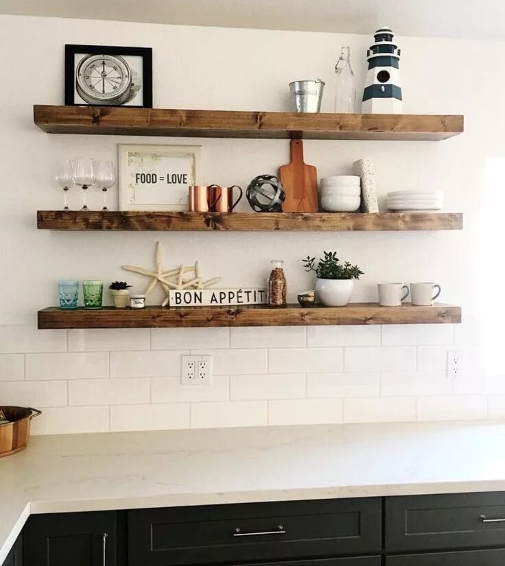 Полки на стену на кухню фото Rustic Kitchen Floating Shelves Kitchen Organization Wooden Shelves Farmhouse Op