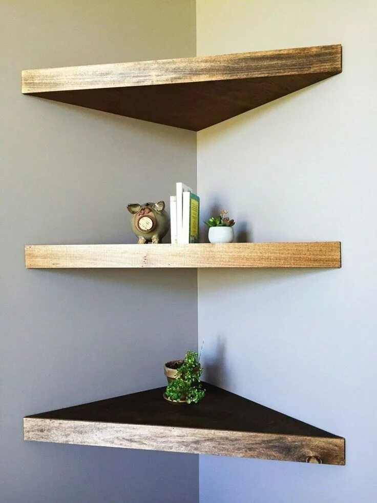 Полки на стену своими руками фото 20+ Creative Floating Corner Shelves For Living Room Organization Ideas Decorati