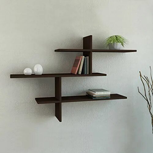 Полки на стену своими руками фото Leo 3-Shelf Modern Wall Shelf Dark Brown 48,4 inch x 31,9 inch x 8,7 inch Wall s