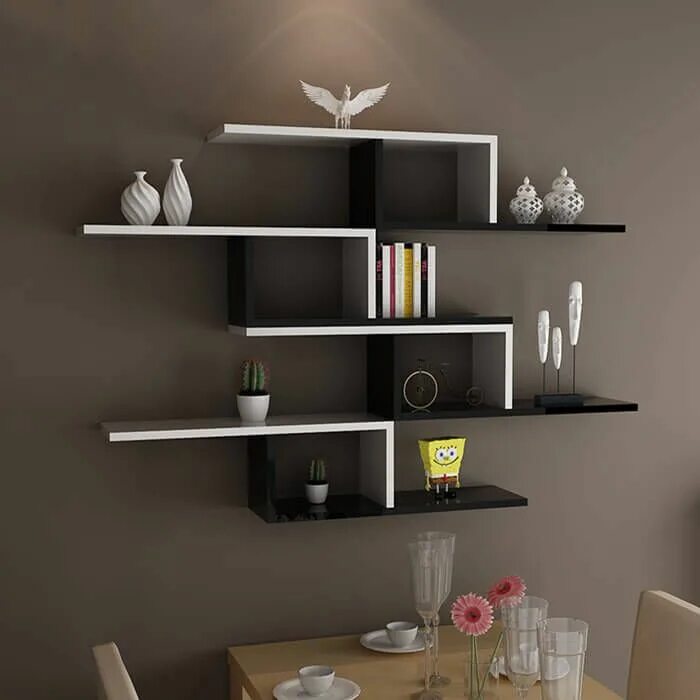 Полки на стену в интерьере idea-L-shaped-floating-wood-shelf Wall shelf decor, Wall shelves design, Wall sh