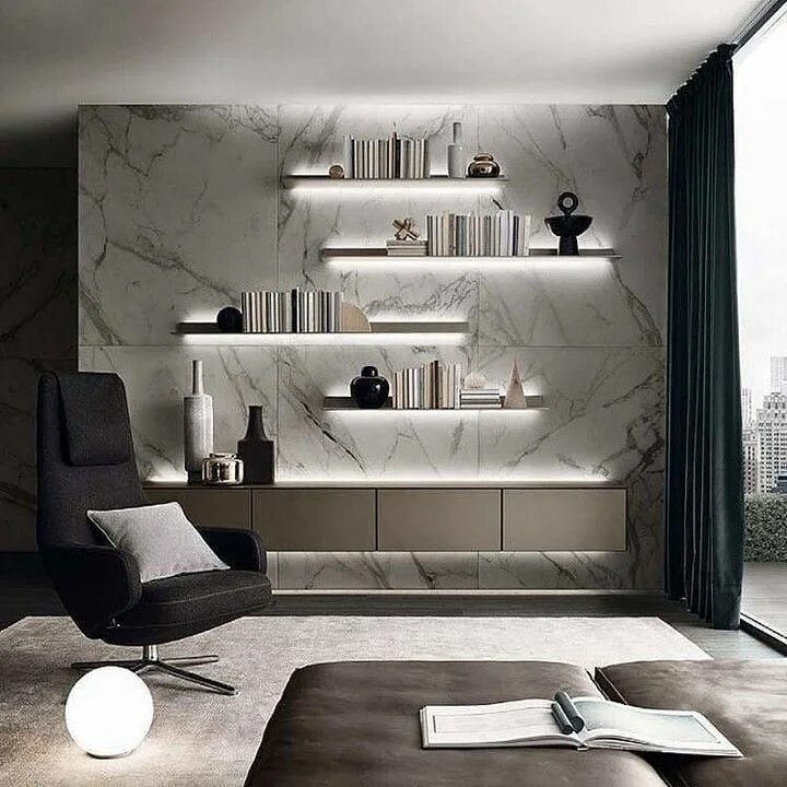 Полки на стену в интерьере современные Daily inspiration ☺ . . Via: @luxclusivehouse . . #art #interiors #livingroom #d