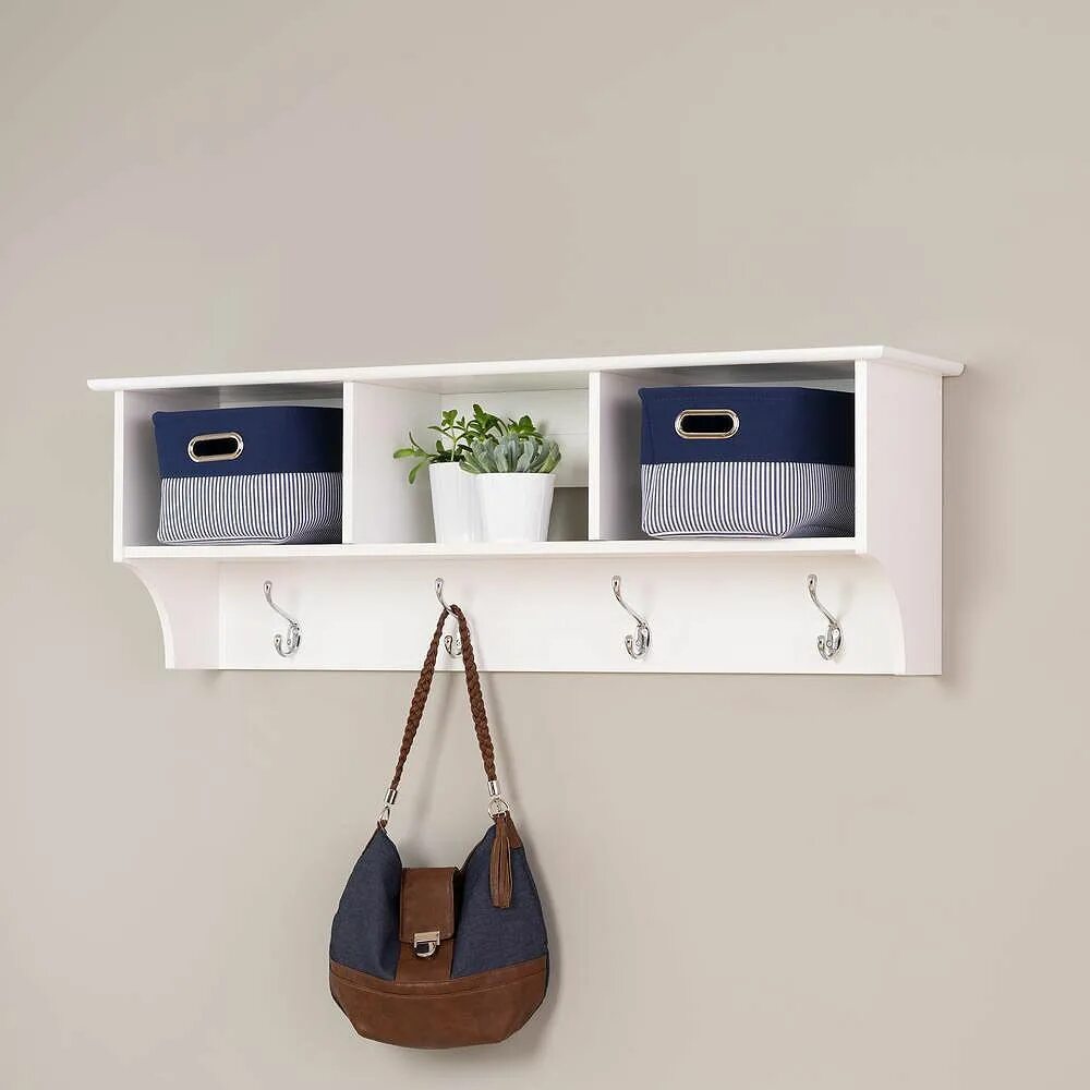 Полки на стену в прихожую фото Prepac White Entryway Cubbie Shelf The Home Depot Canada Hanging entryway shelf,