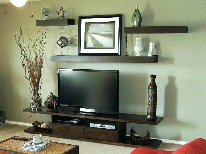 Полки над телевизором в гостиной фото Pin by Babbling With Brooke on House ideas Shelves around tv, Decor around tv, T