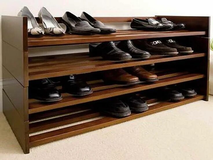 Полки под обувь из дерева фото Hat and Shoe Rack with leather shoes http://monpts.com/excellent-shoe-and-hat-ra