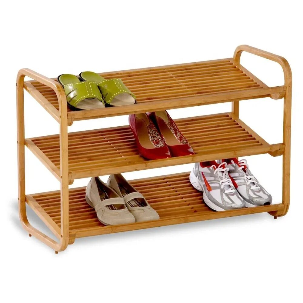 Полки под обувь из дерева фото Multifunctional Wooden Shoe Shelf 3-tier Stackable Bamboo Shoe Rack Storage Orga