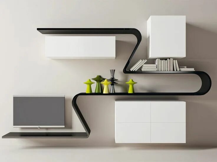 Полки современного дизайна White Shelves for Wall Etagere murale design, Idées murales, Idées étagères