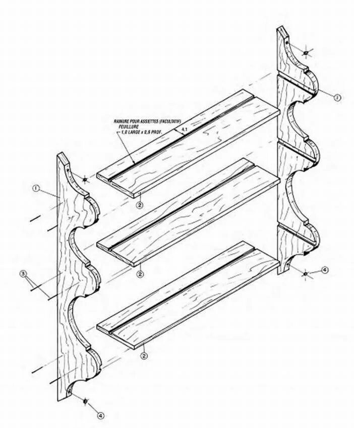 Полки своими руками чертежи Как сделать полки своими руками: виды, чертежи, расчет материала