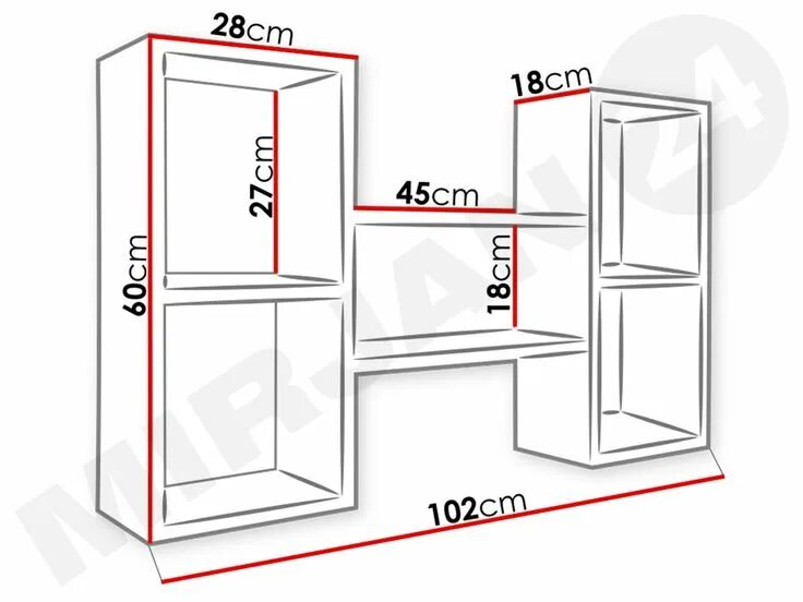 Полки своими руками чертежи и схемы Závěsný regál na zeď Cygni 002 - vystavte poklady Planos de muebles, Repisas par