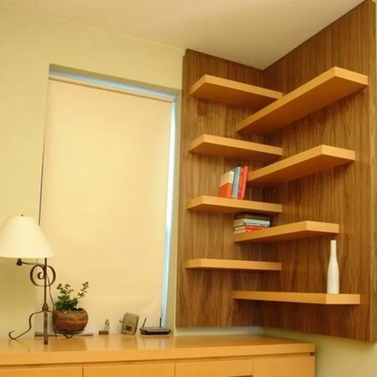 Полки своими руками фото Полочки на стену дизайн Corner shelf design, Corner wall shelves, Kitchen wall s